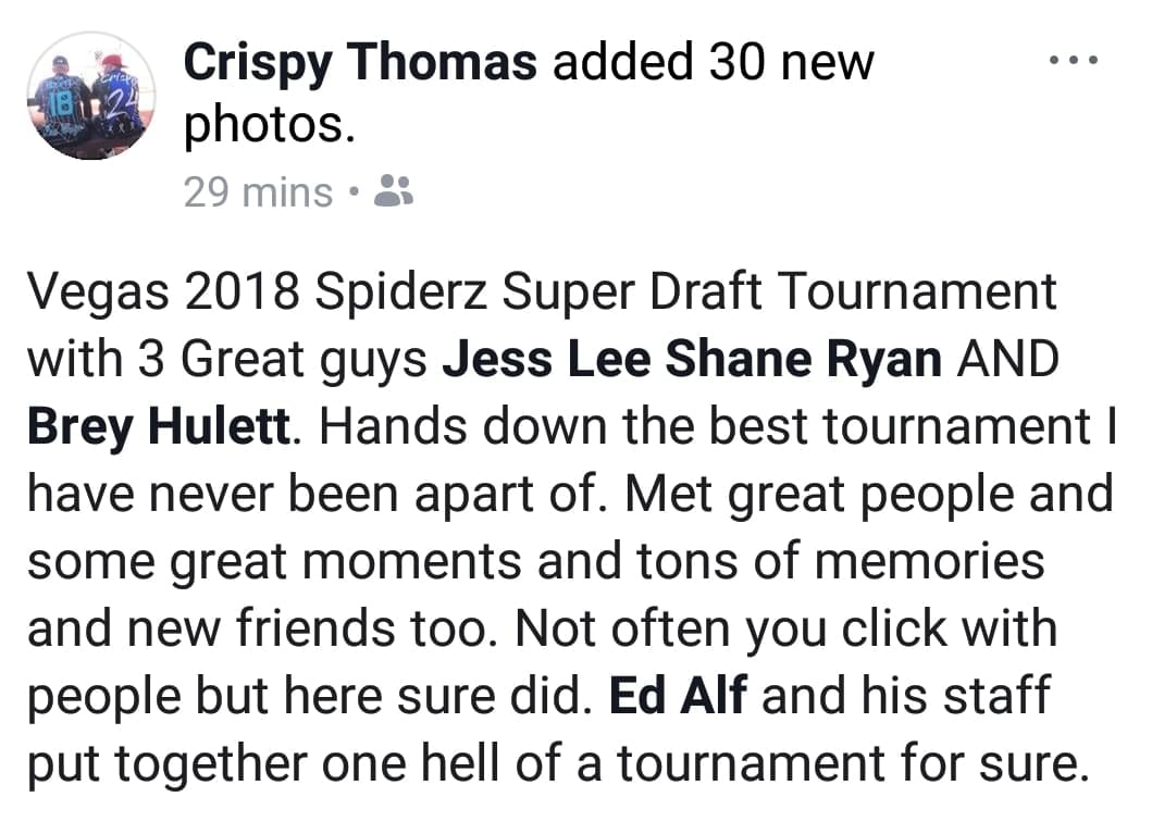 Spiderz Super Draft Testimonial