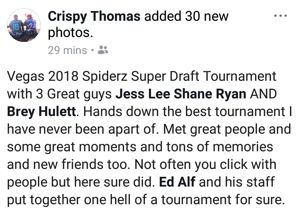 Spiderz Super Draft Testimonial